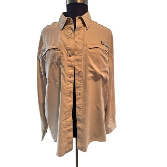 Realtree fishing shirt men's XL extra large beige long sleeve Dri-Fit vented - Picture 1 of 12